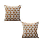 2x 45cm Brown Checkered Chain Jacquard Square Pillow Decorative Cushion for Living Room