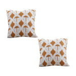 2x 45cm Brown Circular Chain Jacquard Square Pillow Decorative Cushion for Living Room