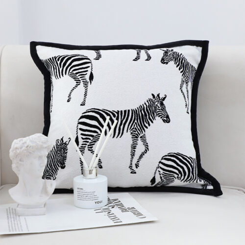 2x 45cm Black White Light Luxury Zebra Cushion Decorative Square Pillow Living Room - Image 2