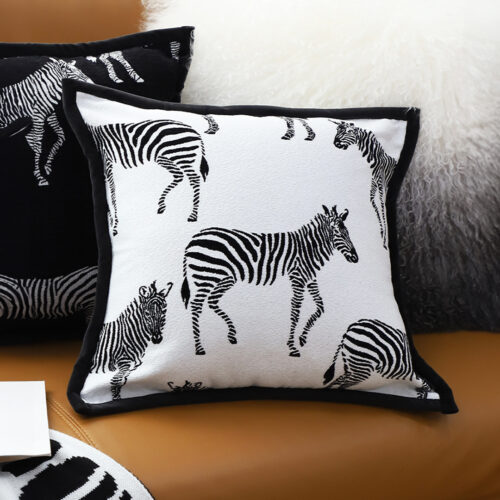 2x 45cm Black White Light Luxury Zebra Cushion Decorative Square Pillow Living Room - Image 3