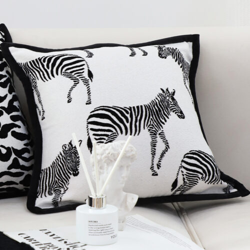 2x 45cm Black White Light Luxury Zebra Cushion Decorative Square Pillow Living Room - Image 5