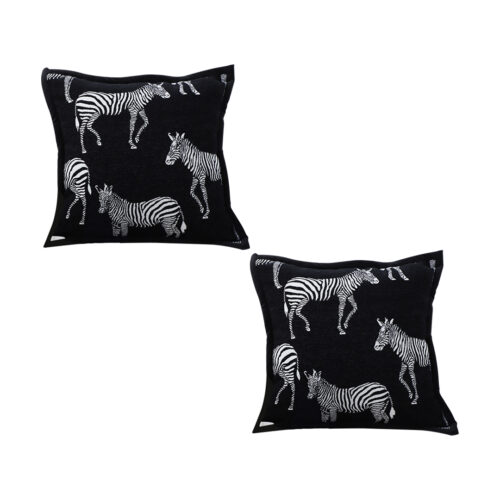 2x 45cm Black Light Luxury Zebra Cushion Decorative Square Pillow Living Room Decor