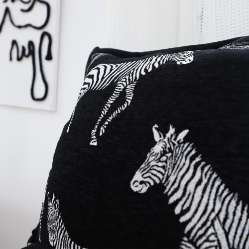 2x 45cm Black Light Luxury Zebra Cushion Decorative Square Pillow Living Room Decor - Image 3