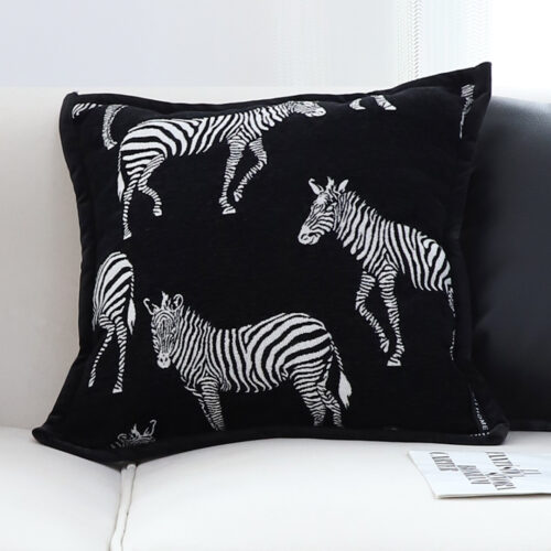2x 45cm Black Light Luxury Zebra Cushion Decorative Square Pillow Living Room Decor - Image 4