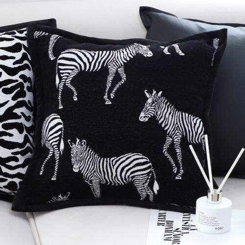 2x 45cm Black Light Luxury Zebra Cushion Decorative Square Pillow Living Room Decor - Image 5