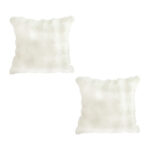 2x 50cm Throw Pillow White Rabbit Fur Cushion Luxurious Soft Decorative Square Pillow for Living Room