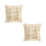 2x 50cm Throw Pillow Light Camel Color with Rabbit Square Cushion for Living Room