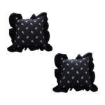 2x 45cm Throw Pillow Black Ruffled Square Decorative Cushion for Rose Lovers Cozy Decor