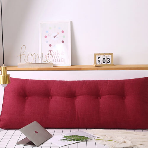 120cm Rose Red Wedge Bed Pillow Headboard Backrest Bedside Tatami Cushion Decor - Image 3