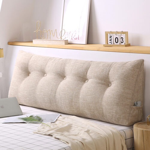 120cm Beige Wedge Bed Pillow Headboard Backrest Bedside Tatami Cushion Decor - Image 4