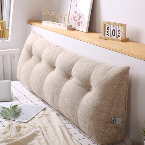 120cm Beige Wedge Bed Pillow Headboard Backrest Bedside Tatami Cushion Decor - Image 10