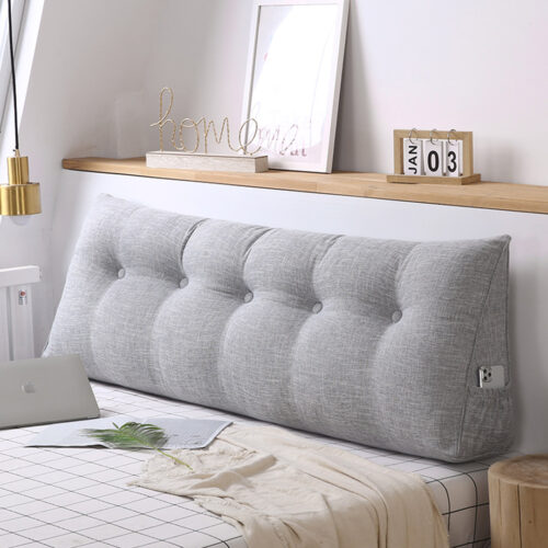 120cm Silver Wedge Bed Pillow Headboard Backrest Bedside Tatami Cushion Decor - Image 2