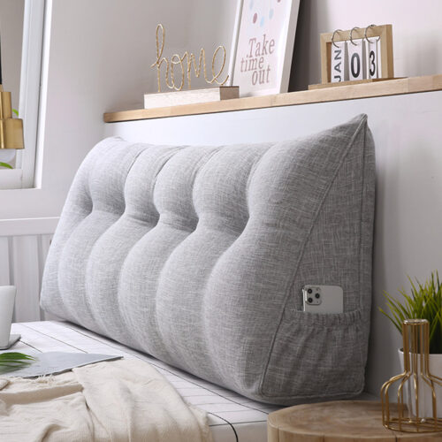120cm Silver Wedge Bed Pillow Headboard Backrest Bedside Tatami Cushion Decor - Image 4