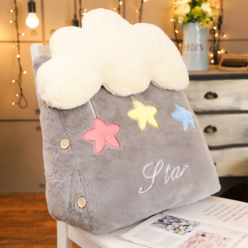 2x Grey Cute Cloud Cushion Soft Leaning Lumbar Wedge Pillow Bedside Plush Decor - Image 2
