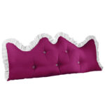 180cm Burgundy Princess Bed Pillow Headboard Backrest Bedside Tatami Sofa Cushion with Ruffle Lace Decor