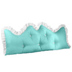 180cm Light Blue Princess Bed Pillow Headboard Backrest Bedside Tatami Sofa Cushion with Ruffle Lace Decor