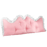 180cm Pink Princess Bed Pillow Headboard Backrest Bedside Tatami Sofa Cushion with Ruffle Lace Decor