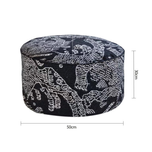 50x30CM Black Round Soft Pouffe Seat Cushion Elegant Home Accent Decor Footstool - Image 5