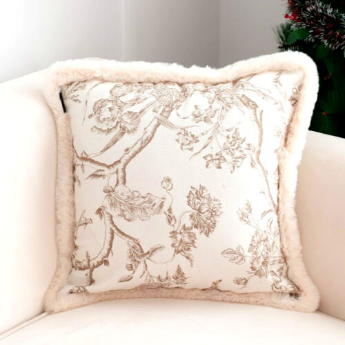 2x 50cm Light Luxury French Printed Plush Pillow Set Throw Pillow - Image 3