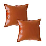2x 45cm Light Luxury Urban Simulated Leather Wide Edge Throw Pillow