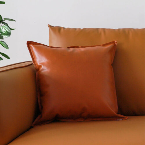 2x 45cm Light Luxury Urban Simulated Leather Wide Edge Throw Pillow - Image 3