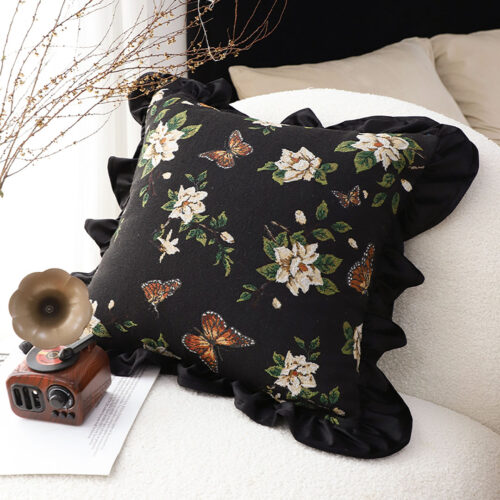 2x 45cm Square Vintage Decorative Embroidered Square Throw Pillow - Image 2