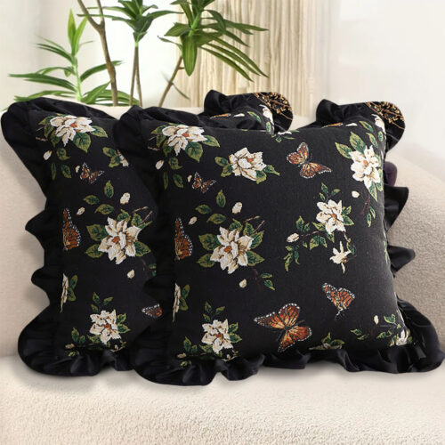 2x 45cm Square Vintage Decorative Embroidered Square Throw Pillow - Image 6