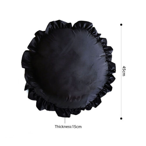 2x 45X Butterfly Black Vintage Lotus Leaf Edge Round Throw Pillow - Image 5