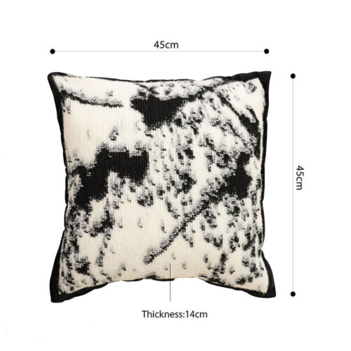 2x 45cm Light Vintage Leopard Print Black White Ink Splatter Wide-Edge SquareThrow Pillow - Image 4