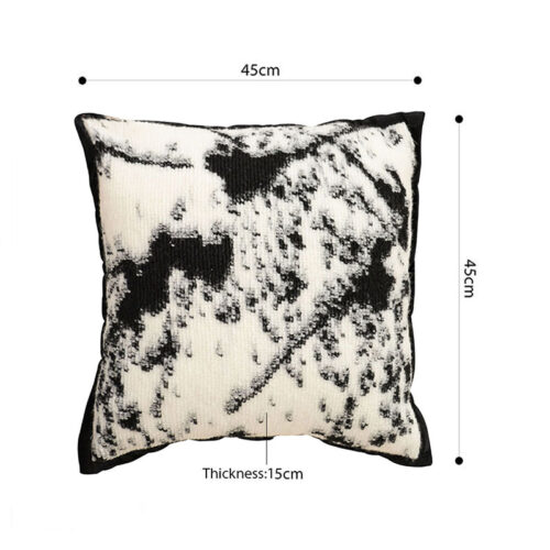 2x 45cm Light Vintage Leopard Print Black White Ink Splatter Wide-Edge SquareThrow Pillow - Image 5