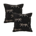 2x 45cm Light Luxury Vintage Leopard Print Square Black Throw Pillow