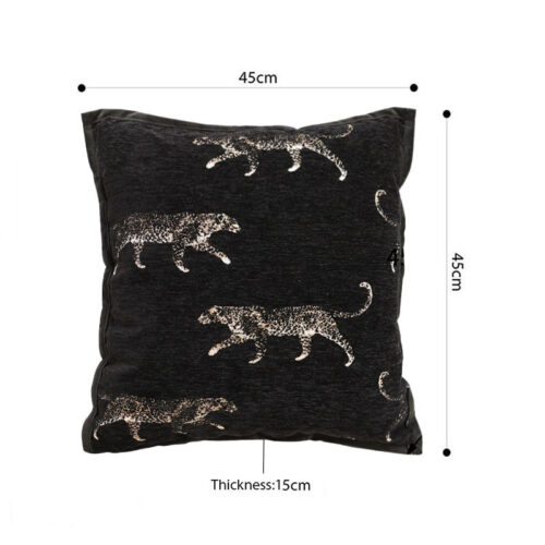 2x 45cm Light Luxury Vintage Leopard Print Square Black Throw Pillow - Image 5