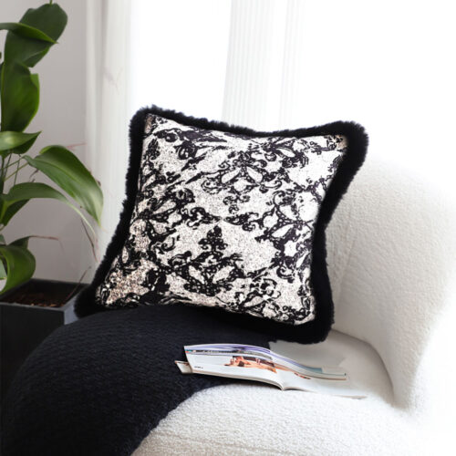2x 45cm Vintage Black Herringbone Pillowcase Set Square Throw Pillow - Image 6