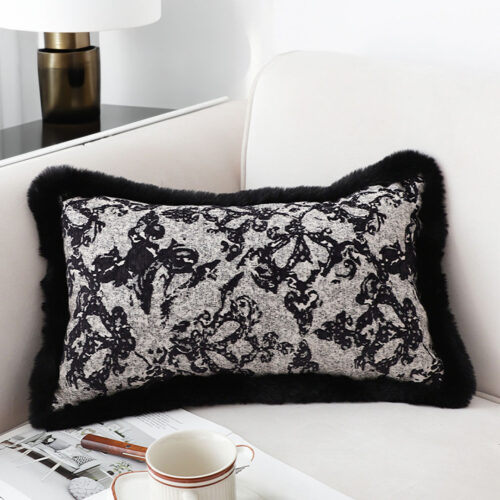 2x 35cm Vintage Black Pillowcase Set Black Herringbone Pattern Lumbar Throw Pillow - Image 4