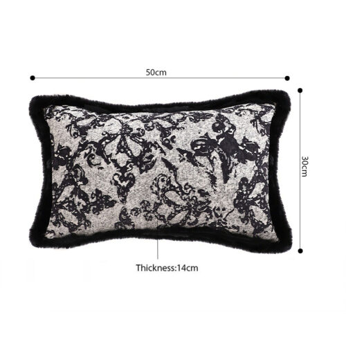 2x 35cm Vintage Black Pillowcase Set Black Herringbone Pattern Lumbar Throw Pillow - Image 5