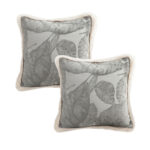 2x 45cm Wabi-sabi Raised Embroidery Leaf Square Throw Pillow