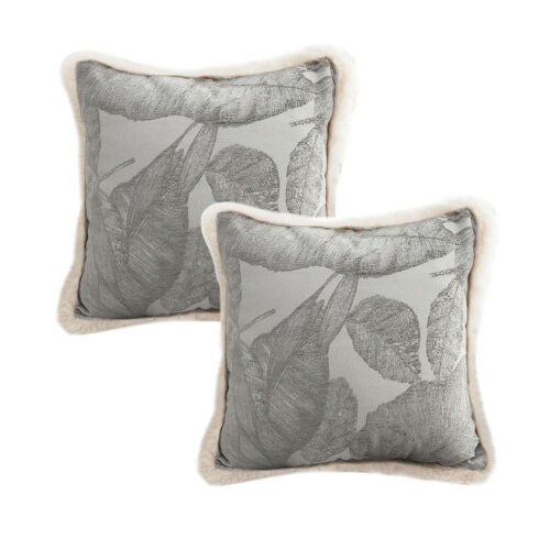 2x 45cm Wabi-sabi Raised Embroidery Leaf Square Throw Pillow