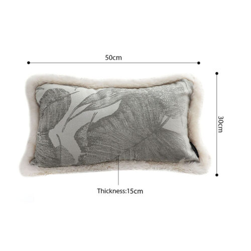 2x 35cm Wabi-sabi Raised Embroidery Leaf Lumbar Throw Pillow - Image 5