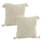 45cm Khaki Wabi-Sabi Thickened Cotton Tassel Square Throw Pillow