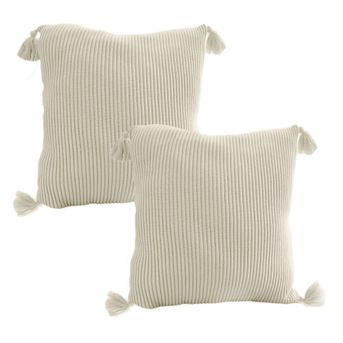 45cm Khaki Wabi-Sabi Thickened Cotton Tassel Square Throw Pillow