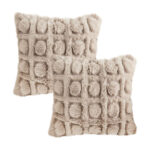 2x 45cm Wabi-sabi Herringbone Plush Square Throw Pillow