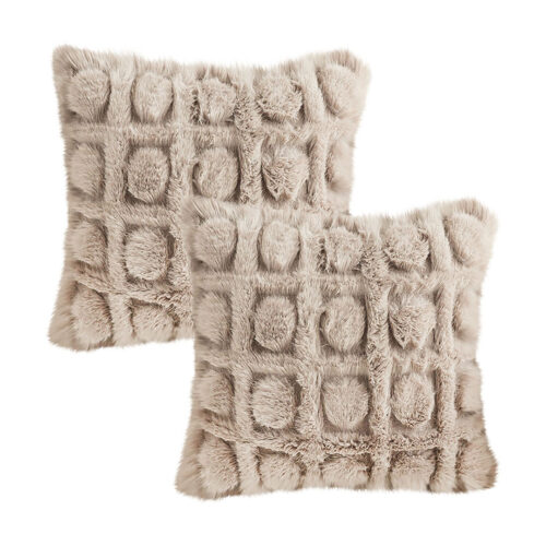 2x 45cm Wabi-sabi Herringbone Plush Square Throw Pillow