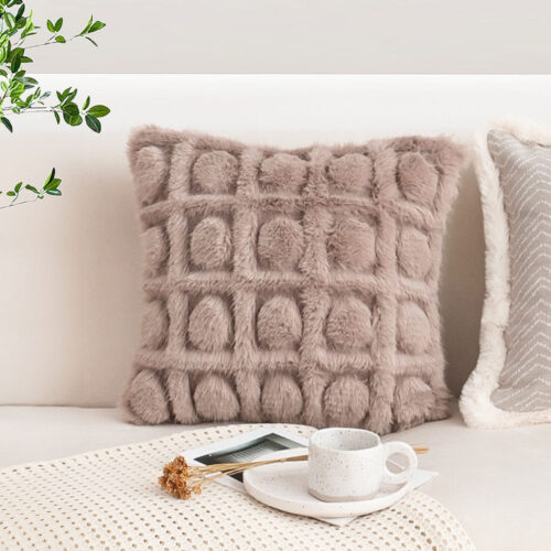 2x 45cm Wabi-sabi Herringbone Plush Square Throw Pillow - Image 3