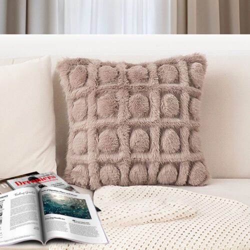 2x 45cm Wabi-sabi Herringbone Plush Square Throw Pillow - Image 4