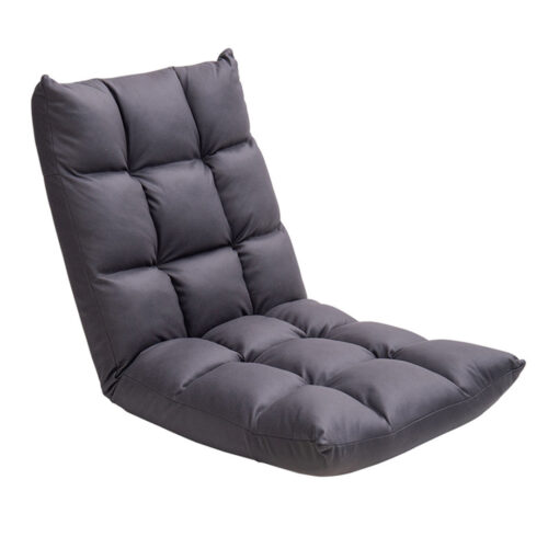 Grey Lounge Floor Recliner Adjustable Gaming Sofa Bed Folding Indoor Outdoor Backrest Seat