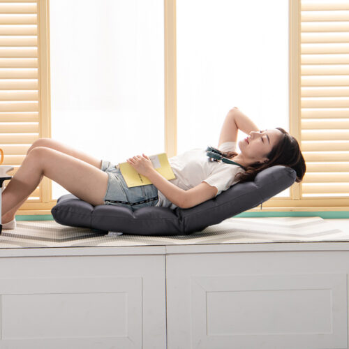 Grey Lounge Floor Recliner Adjustable Gaming Sofa Bed Folding Indoor Outdoor Backrest Seat - Image 7