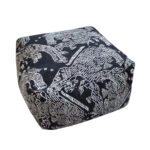 55x30cm Black Squared Soft Pouffe Seat Cushion Elegant Home Accent Decor Footstool