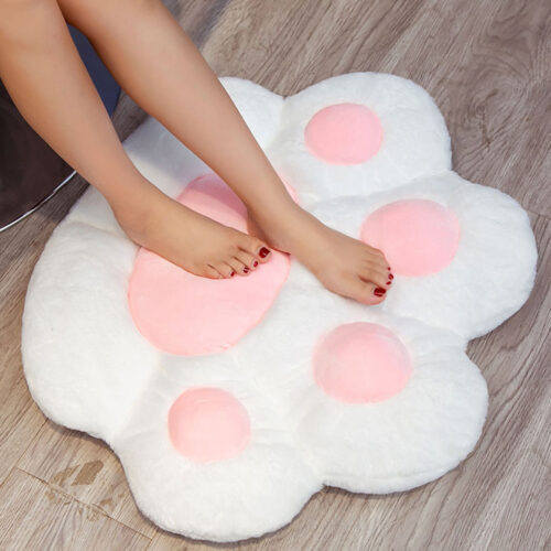 2x White Paw Shape Cushion Warm Lazy Sofa Decorative Pillow Backseat Plush Mat Decor - Image 4