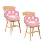 2x Pink Paw Shape Cushion Warm Lazy Sofa Decorative Pillow Backseat Plush Mat Decor
