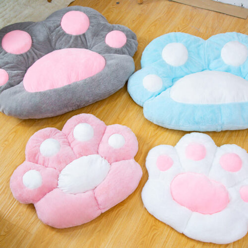 2x Pink Paw Shape Cushion Warm Lazy Sofa Decorative Pillow Backseat Plush Mat Decor - Image 3